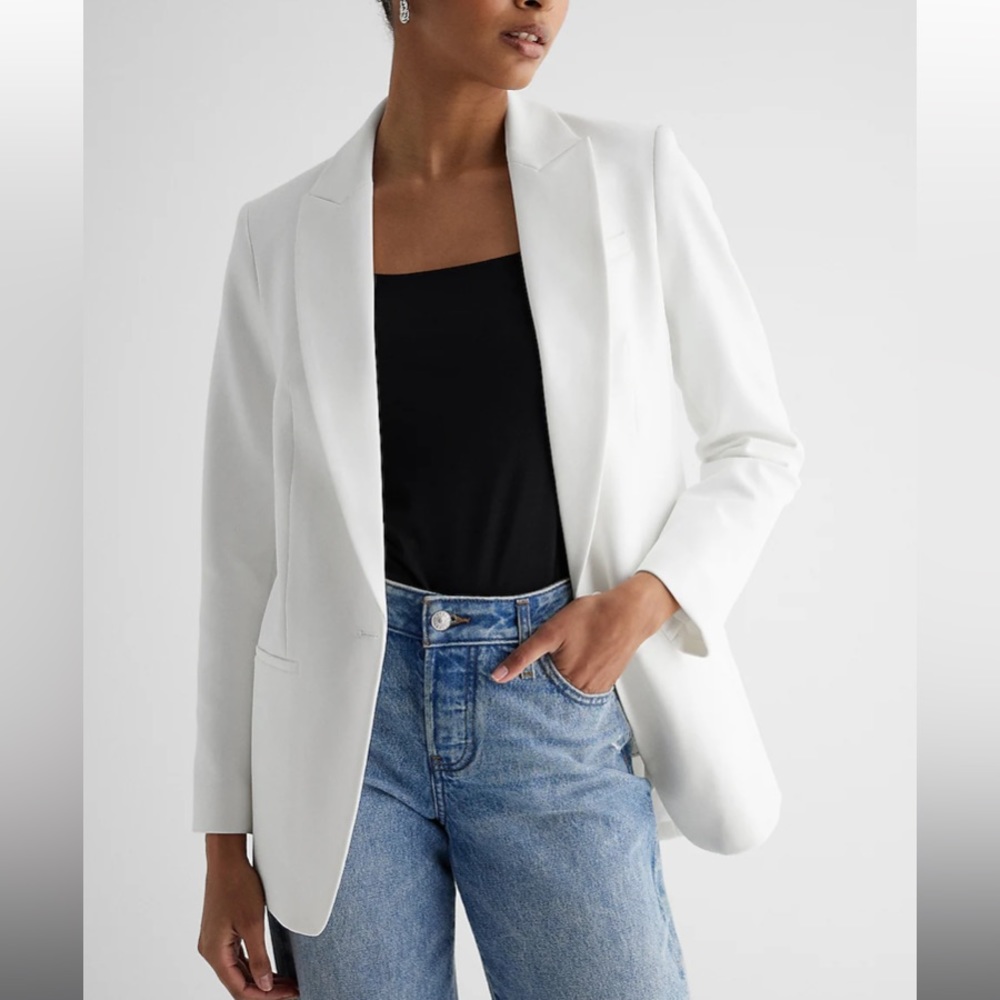 Express - Editor One Button Boyfriend Blazer - image 3